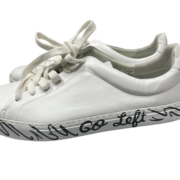 SCHUTZ White Sneakers with Script Detail When Nothing Goes Right Size 9 - Picture 2 of 5